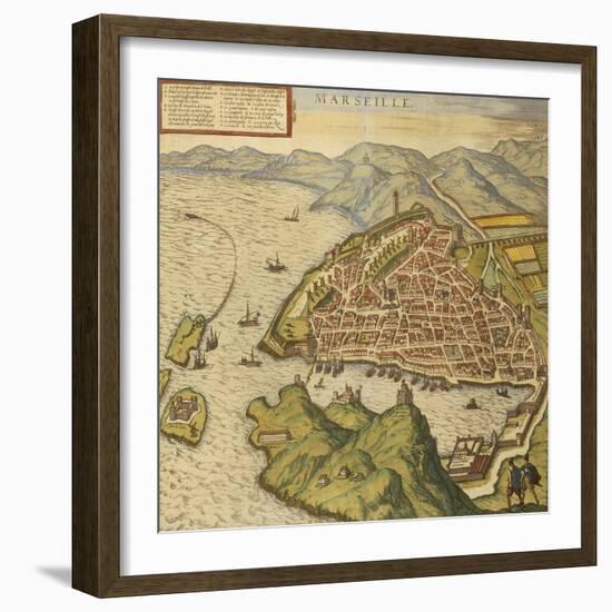 Map of Marseille from Civitates Orbis Terrarum-null-Framed Giclee Print