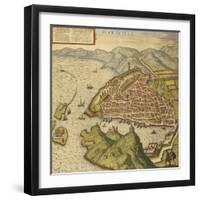 Map of Marseille from Civitates Orbis Terrarum-null-Framed Giclee Print