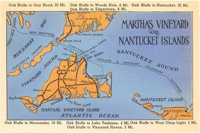 &lsquo;Map of Martha&rsquo;s Vineyard and Nantucket, Mass.&rsquo; Poster | AllPosters.com