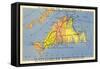 Map of Martha's Vineyard, Massachusetts-null-Framed Stretched Canvas