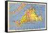Map of Martha's Vineyard, Massachusetts-null-Framed Stretched Canvas