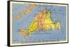 Map of Martha's Vineyard, Massachusetts-null-Framed Stretched Canvas