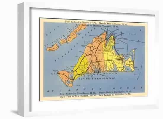 Map of Martha's Vineyard, Massachusetts-null-Framed Art Print