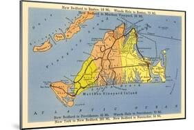 Map of Martha's Vineyard, Massachusetts-null-Mounted Art Print