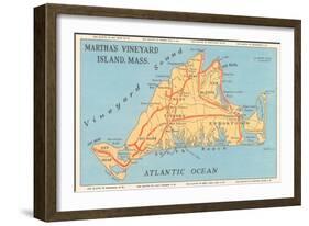 Map of Martha's Vineyard-null-Framed Art Print