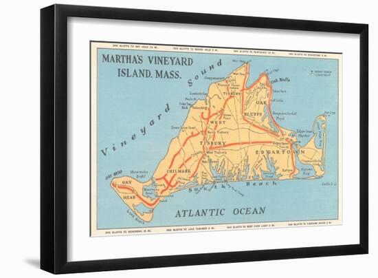 Map of Martha's Vineyard-null-Framed Art Print