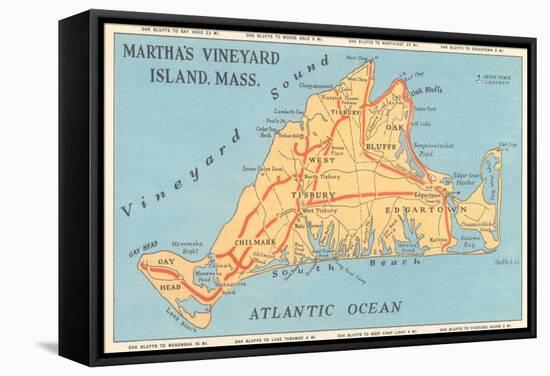 Map of Martha's Vineyard-null-Framed Stretched Canvas