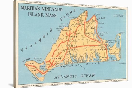 Map of Martha's Vineyard-null-Stretched Canvas