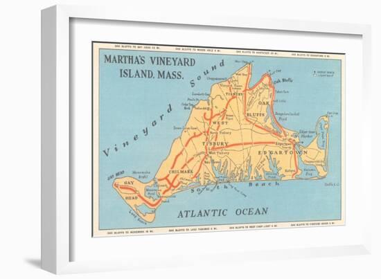 Map of Martha's Vineyard-null-Framed Premium Giclee Print