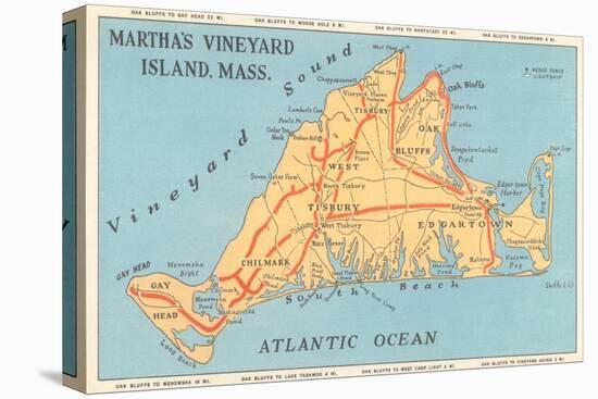 Map of Martha's Vineyard-null-Stretched Canvas