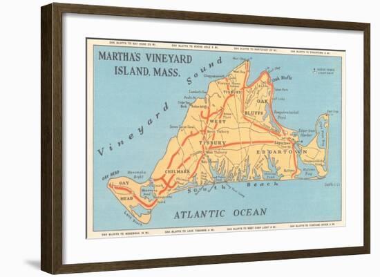 Map of Martha's Vineyard-null-Framed Art Print