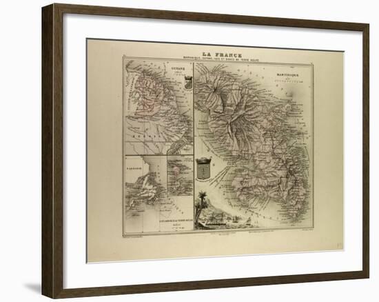 Map of Martinique French Guiana and Terra Nova 1896-null-Framed Giclee Print