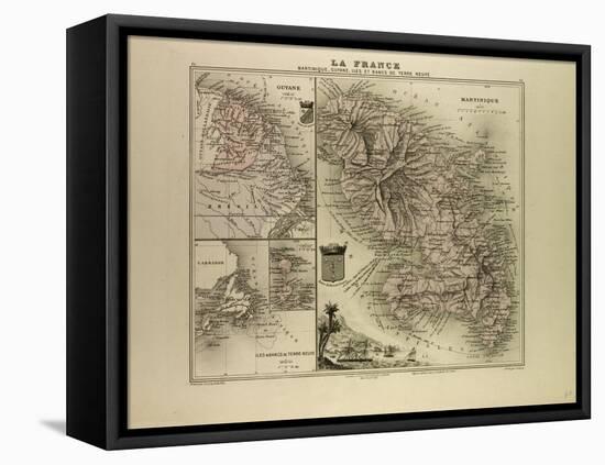 Map of Martinique French Guiana and Terra Nova 1896-null-Framed Stretched Canvas