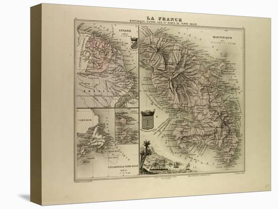 Map of Martinique French Guiana and Terra Nova 1896-null-Stretched Canvas