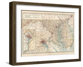 Map of Maryland and Delaware. United States. Inset Maps of District of Columbia-Encyclopaedia Britannica-Framed Art Print