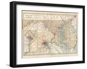 Map of Maryland and Delaware. United States. Inset Maps of District of Columbia-Encyclopaedia Britannica-Framed Art Print