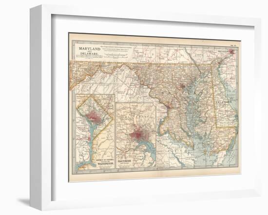 Map of Maryland and Delaware. United States. Inset Maps of District of Columbia-Encyclopaedia Britannica-Framed Art Print