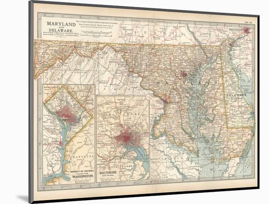 Map of Maryland and Delaware. United States. Inset Maps of District of Columbia-Encyclopaedia Britannica-Mounted Art Print