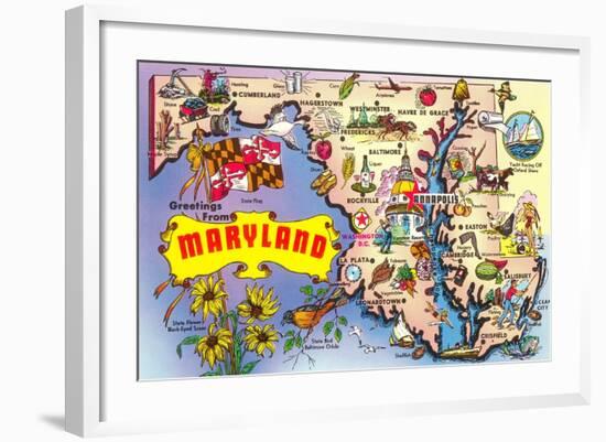 Map of Maryland-null-Framed Art Print