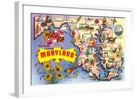 Map of Maryland-null-Framed Art Print