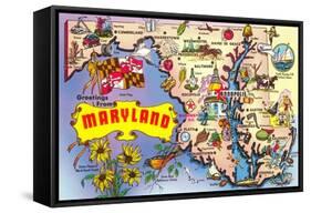 Map of Maryland-null-Framed Stretched Canvas