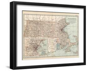 Map of Massachusetts, United States. Inset of Boston and Vicinity-Encyclopaedia Britannica-Framed Art Print