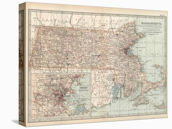 Map of Massachusetts, United States. Inset of Boston and Vicinity-Encyclopaedia Britannica-Stretched Canvas