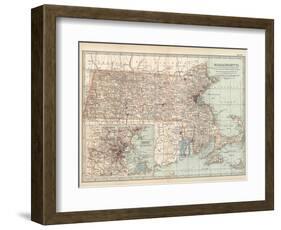 Map of Massachusetts, United States. Inset of Boston and Vicinity-Encyclopaedia Britannica-Framed Art Print