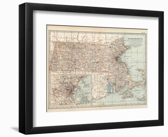 Map of Massachusetts, United States. Inset of Boston and Vicinity-Encyclopaedia Britannica-Framed Art Print