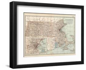 Map of Massachusetts, United States. Inset of Boston and Vicinity-Encyclopaedia Britannica-Framed Art Print