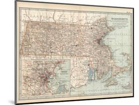 Map of Massachusetts, United States. Inset of Boston and Vicinity-Encyclopaedia Britannica-Mounted Art Print