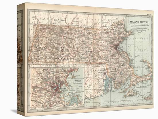 Map of Massachusetts, United States. Inset of Boston and Vicinity-Encyclopaedia Britannica-Stretched Canvas