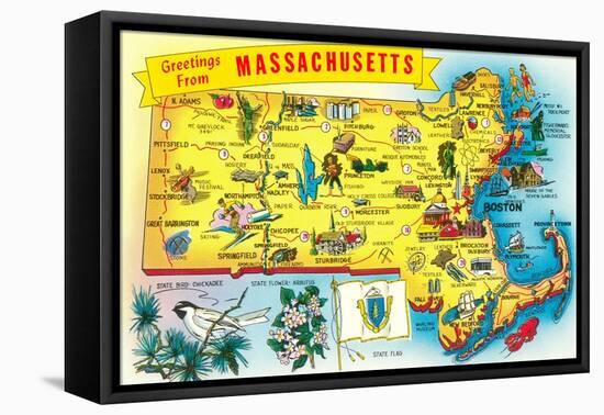 Map of Massachusetts-null-Framed Stretched Canvas