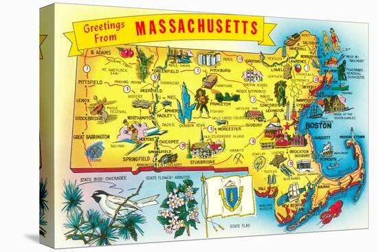 Map of Massachusetts-null-Stretched Canvas