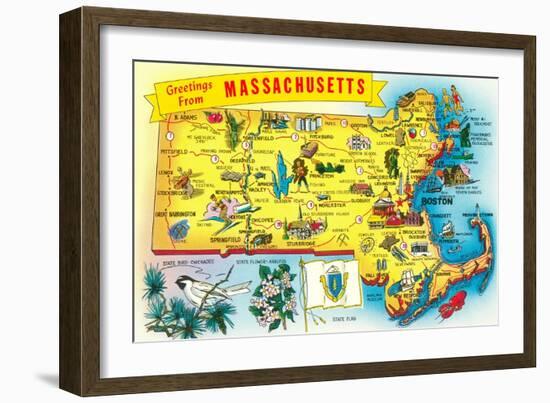 Map of Massachusetts-null-Framed Art Print