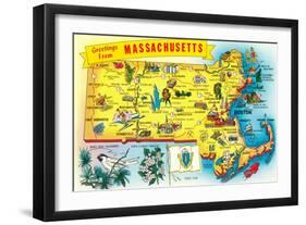 Map of Massachusetts-null-Framed Art Print