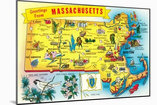 Map of Massachusetts-null-Mounted Art Print