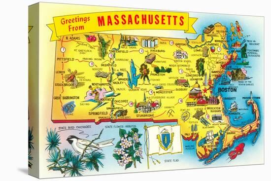 Map of Massachusetts-null-Stretched Canvas