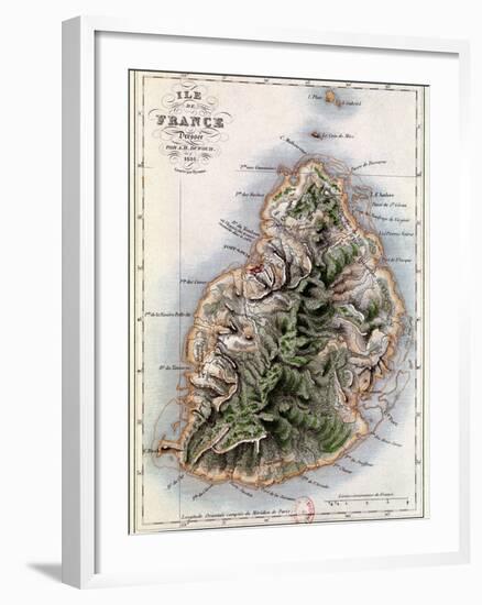 Map of Mauritius, Illustration from "Paul et Virginie" by Henri Bernardin de Saint-Pierre, 1836-A.h. Dufour-Framed Giclee Print