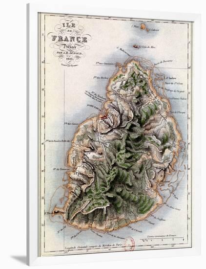 Map of Mauritius, Illustration from "Paul et Virginie" by Henri Bernardin de Saint-Pierre, 1836-A.h. Dufour-Framed Giclee Print