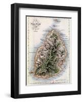 Map of Mauritius, Illustration from "Paul et Virginie" by Henri Bernardin de Saint-Pierre, 1836-A.h. Dufour-Framed Premium Giclee Print