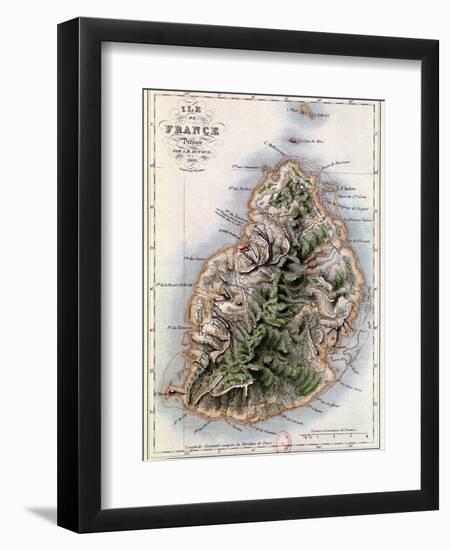 Map of Mauritius, Illustration from "Paul et Virginie" by Henri Bernardin de Saint-Pierre, 1836-A.h. Dufour-Framed Premium Giclee Print