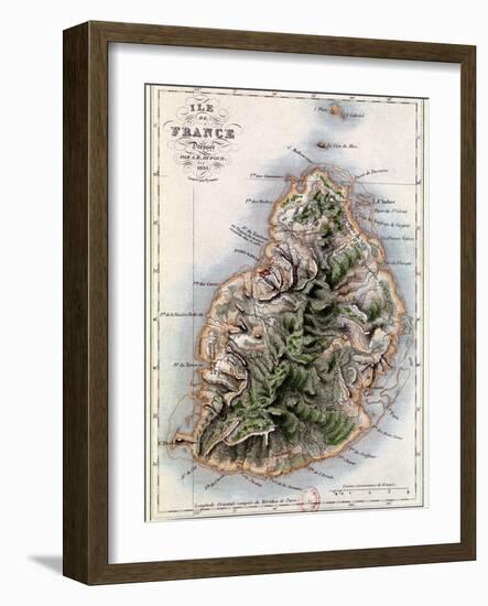 Map of Mauritius, Illustration from "Paul et Virginie" by Henri Bernardin de Saint-Pierre, 1836-A.h. Dufour-Framed Giclee Print