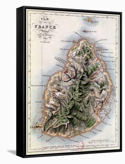 Map of Mauritius, Illustration from "Paul et Virginie" by Henri Bernardin de Saint-Pierre, 1836-A.h. Dufour-Framed Stretched Canvas