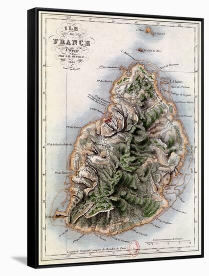 Map of Mauritius, Illustration from "Paul et Virginie" by Henri Bernardin de Saint-Pierre, 1836-A.h. Dufour-Framed Stretched Canvas