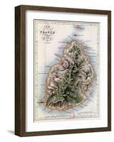 Map of Mauritius, Illustration from "Paul et Virginie" by Henri Bernardin de Saint-Pierre, 1836-A.h. Dufour-Framed Giclee Print