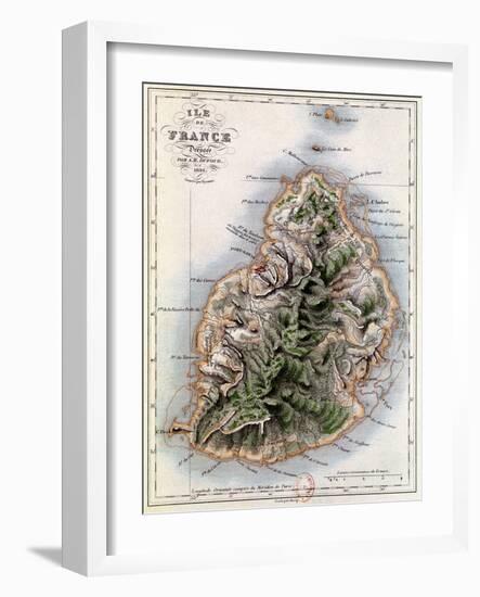 Map of Mauritius, Illustration from "Paul et Virginie" by Henri Bernardin de Saint-Pierre, 1836-A.h. Dufour-Framed Giclee Print
