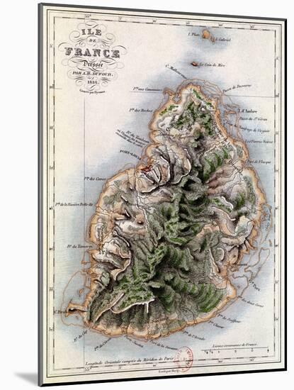 Map of Mauritius, Illustration from "Paul et Virginie" by Henri Bernardin de Saint-Pierre, 1836-A.h. Dufour-Mounted Giclee Print