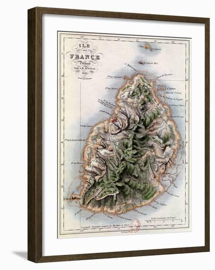 Map of Mauritius, Illustration from "Paul et Virginie" by Henri Bernardin de Saint-Pierre, 1836-A.h. Dufour-Framed Giclee Print