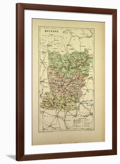 Map of Mayenne France-null-Framed Premium Giclee Print